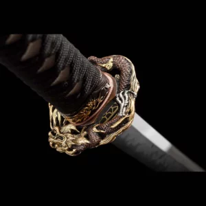 Handmade Japanese Samurai Katana Sword High Performance Dragon T Steel Clay Tempered With Hamon Battle Ready Black Saya