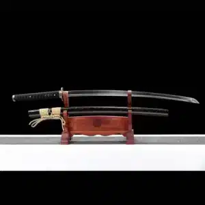 Handmade Japanese Samurai Katana Sword High Performance T Steel Clay Tempered With Bo Hi Battle Ready Black Saya Beige Sageo