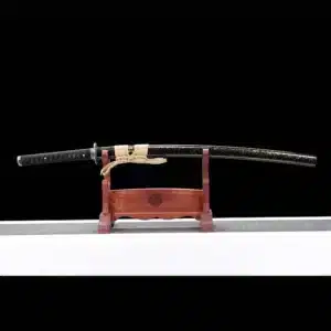 Handmade Japanese Samurai Katana Sword High Performance T Steel Clay Tempered With Bo Hi Battle Ready Black Saya Beige Sageo