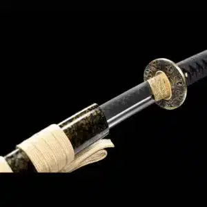 Handmade Japanese Samurai Katana Sword High Performance T Steel Clay Tempered With Bo Hi Battle Ready Black Saya Beige Sageo