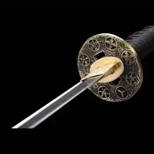 Handmade Japanese Samurai Katana Sword High Performance T Steel Clay Tempered With Bo Hi Battle Ready Black Saya Beige Sageo