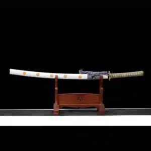 Handmade Japanese Samurai Katana Sword High Performance T Steel Clay Tempered With Bo Hi Battle Ready White Saya