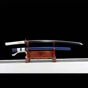 Handmade Japanese Samurai Katana Sword High Performance T Steel Clay Tempered With Hamon Battle Ready Copper Fitting Blue Saya