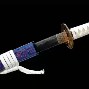 Handmade Japanese Samurai Katana Sword High Performance T Steel Clay Tempered With Hamon Battle Ready Copper Fitting Blue Saya