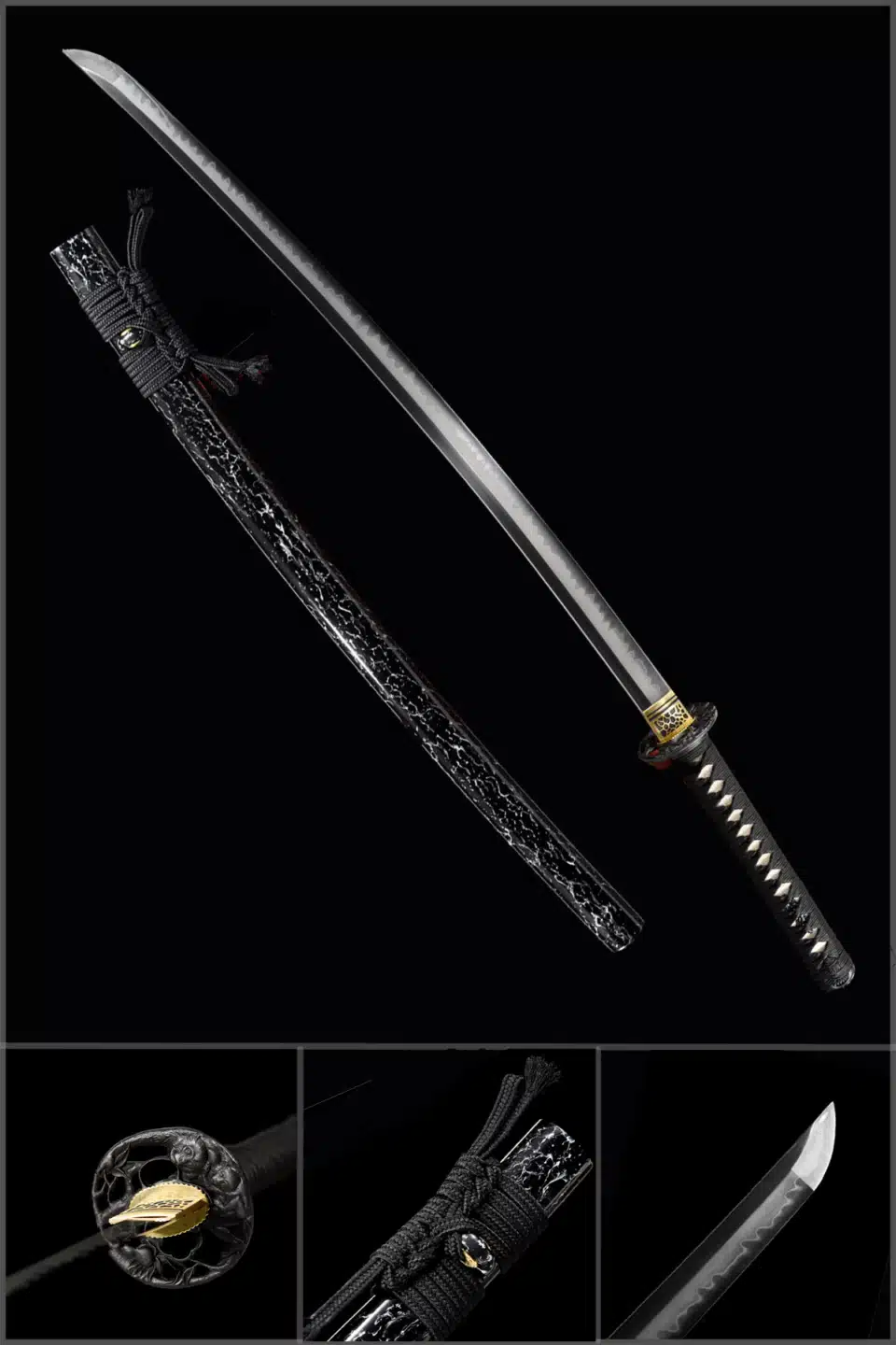 Handmade Japanese Samurai Katana Sword High Performance T Steel Clay Tempered With Hamon Battle Ready White Spot Saya