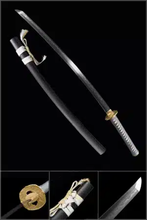 Handmade Japanese Samurai Katana Sword High Performance T Steel Clay Tempered With Hamon Black Saya