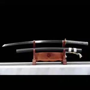 Handmade Japanese Samurai Katana Sword High Performance T Steel Clay Tempered With Hamon Black Saya