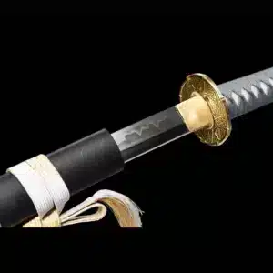 Handmade Japanese Samurai Katana Sword High Performance T Steel Clay Tempered With Hamon Black Saya