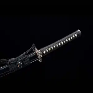 Handmade Japanese Samurai Katana Sword High Performance T Steel Clay Tempered With Hamon Black Scabbard