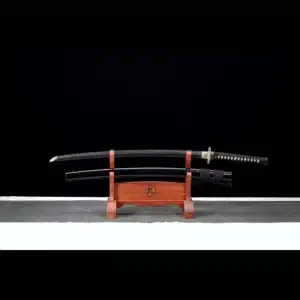 Handmade Japanese Samurai Katana Sword High Performance T Steel Clay Tempered With Hamon Black Scabbard