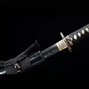 Handmade Japanese Samurai Katana Sword High Performance T Steel Clay Tempered With Hamon Black Scabbard