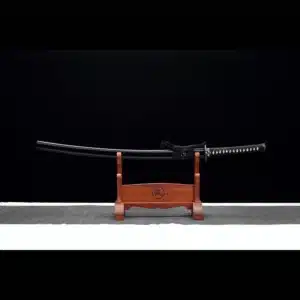 Handmade Japanese Samurai Katana Sword High Performance T Steel Clay Tempered With Hamon Black Scabbard