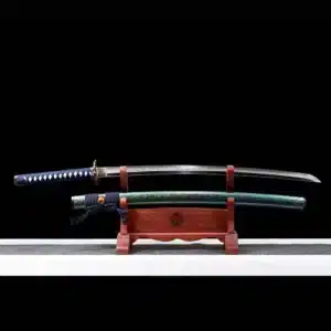 Handmade Japanese Samurai Katana Sword High Performance T Steel Clay Tempered With Hamon Green Scabbard