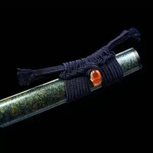 Handmade Japanese Samurai Katana Sword High Performance T Steel Clay Tempered With Hamon Green Scabbard