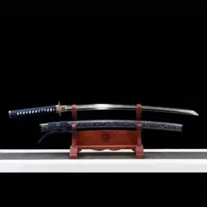 Handmade Japanese Samurai Katana Sword High Performance T Steel Full Tang With Hamon Battle Ready Bling Blue Saya