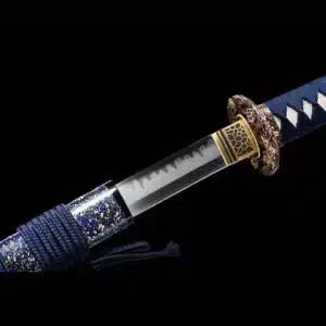 Handmade Japanese Samurai Katana Sword High Performance T Steel Full Tang With Hamon Battle Ready Bling Blue Saya