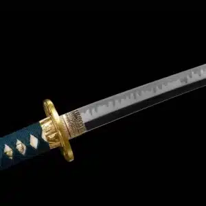 Handmade Japanese Samurai Katana Sword High Performance T Steel Full Tang With Hamon Battle Ready Green Scabbard