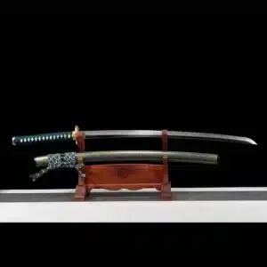 Handmade Japanese Samurai Katana Sword High Performance T Steel Full Tang With Hamon Battle Ready Green Scabbard