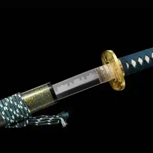 Handmade Japanese Samurai Katana Sword High Performance T Steel Full Tang With Hamon Battle Ready Green Scabbard