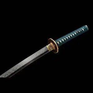 Handmade Japanese Samurai Katana Sword High Performance T Steel Full Tang With Hamon Drak Green Scabbard