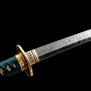 Handmade Japanese Samurai Katana Sword High Performance T Steel Full Tang With Hamon Drak Green Scabbard