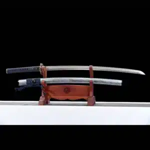 Handmade Japanese Samurai Katana Sword High Performance T Steel Full Tang With Hamon Light Blue Scabbard