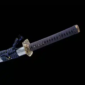 Handmade Japanese Samurai Katana Sword High Performance T Steel Full Tang With Hamon Light Blue Scabbard