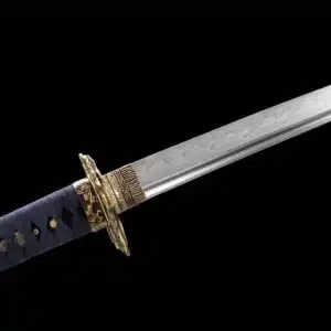 Handmade Japanese Samurai Katana Sword High Performance T Steel Full Tang With Hamon Light Blue Scabbard