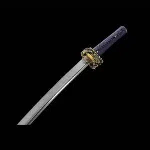 Handmade Japanese Samurai Katana Sword High Performance T Steel Full Tang With Hamon Light Blue Scabbard