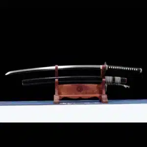 Handmade Japanese Samurai Katana Sword High Performance T Steel Hamon Line Battle Ready Black Saya Beige Sageo