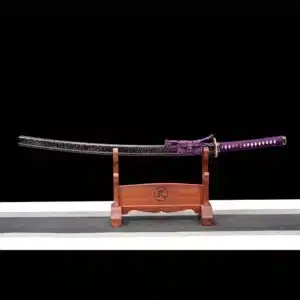 Handmade Japanese Samurai Katana Sword Kotsubame Pattern Steel Purple Blade Full Tang