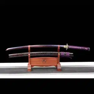 Handmade Japanese Samurai Katana Sword Kotsubame Pattern Steel Purple Blade Full Tang