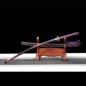 Handmade Japanese Samurai Katana Sword Kotsubame Pattern Steel Purple Blade Full Tang