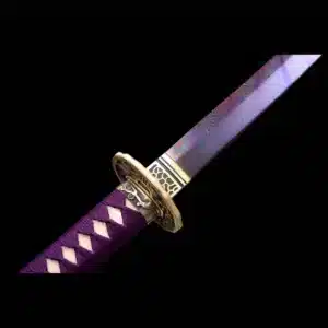 Handmade Japanese Samurai Katana Sword Kotsubame Pattern Steel Purple Blade Full Tang