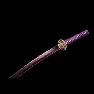 Handmade Japanese Samurai Katana Sword Kotsubame Pattern Steel Purple Blade Full Tang