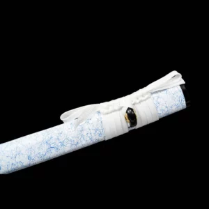 Handmade Japanese Samurai Katana Sword Pattern Steel Blade Circle Pattern Full Tang White Saya