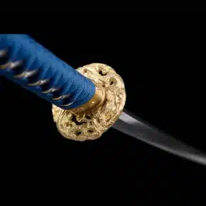 Handmade Japanese Samurai Katana Sword Pattern Steel Blade Full Tang Clay Tempered Blue Saya