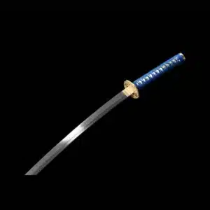 Handmade Japanese Samurai Katana Sword Pattern Steel Blade Full Tang Clay Tempered Blue Saya