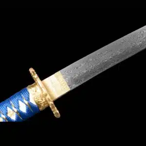 Handmade Japanese Samurai Katana Sword Pattern Steel Blade Full Tang Clay Tempered Blue Saya