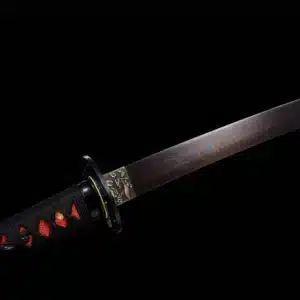 Handmade Japanese Samurai Katana Sword Pattern Steel Blade Ladder Pattern Full Tang Red Saya