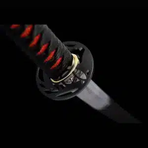 Handmade Japanese Samurai Katana Sword Pattern Steel Blade Ladder Pattern Full Tang Red Saya