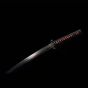 Handmade Japanese Samurai Katana Sword Pattern Steel Blade Ladder Pattern Full Tang Red Saya