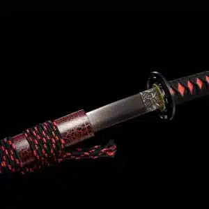 Handmade Japanese Samurai Katana Sword Pattern Steel Blade Ladder Pattern Full Tang Red Saya