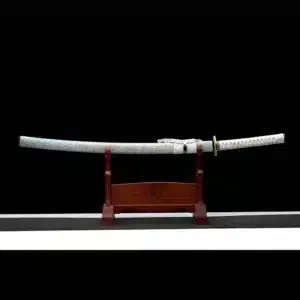 Handmade Japanese Samurai Katana Sword Pattern Steel Blade Moire Full Tang With Bo Hi Green Saya