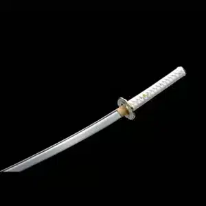 Handmade Japanese Samurai Katana Sword Pattern Steel Blade Moire Full Tang With Bo Hi Green Saya