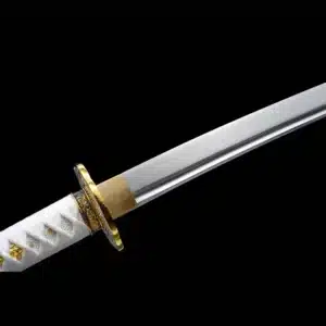 Handmade Japanese Samurai Katana Sword Pattern Steel Blade Moire Full Tang With Bo Hi Green Saya