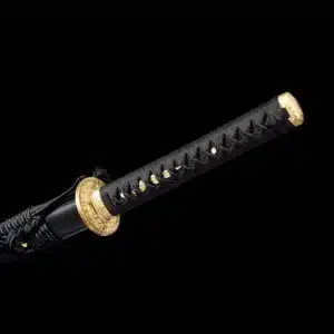 Handmade Japanese Samurai Katana Sword Pattern Steel Blade With Black Scabbard Copper Fitting