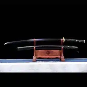 Handmade Japanese Samurai Katana Sword Pattern Steel Blade With Black Scabbard Copper Fitting