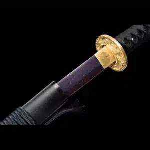 Handmade Japanese Samurai Katana Sword Pattern Steel Blade With Black Scabbard Copper Fitting