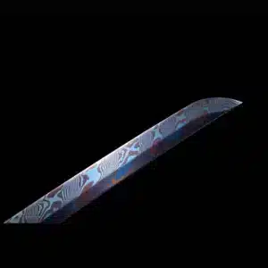 Handmade Japanese Samurai Katana Sword Pattern Steel Maple Leaf Blue Baked Blade Blue Saya